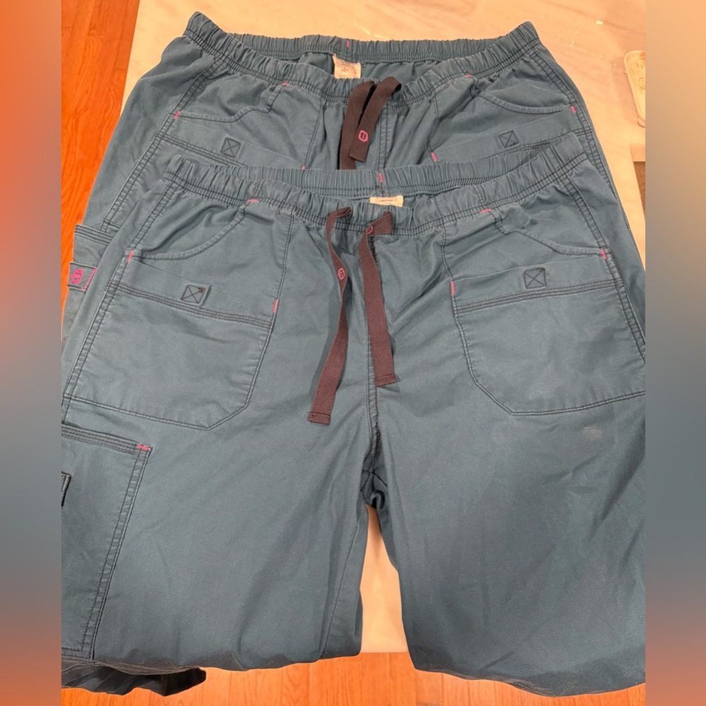 WonderWink Women’s Large PETITE Teal Scrub Pants Lot of TWO (EUC) 🤩